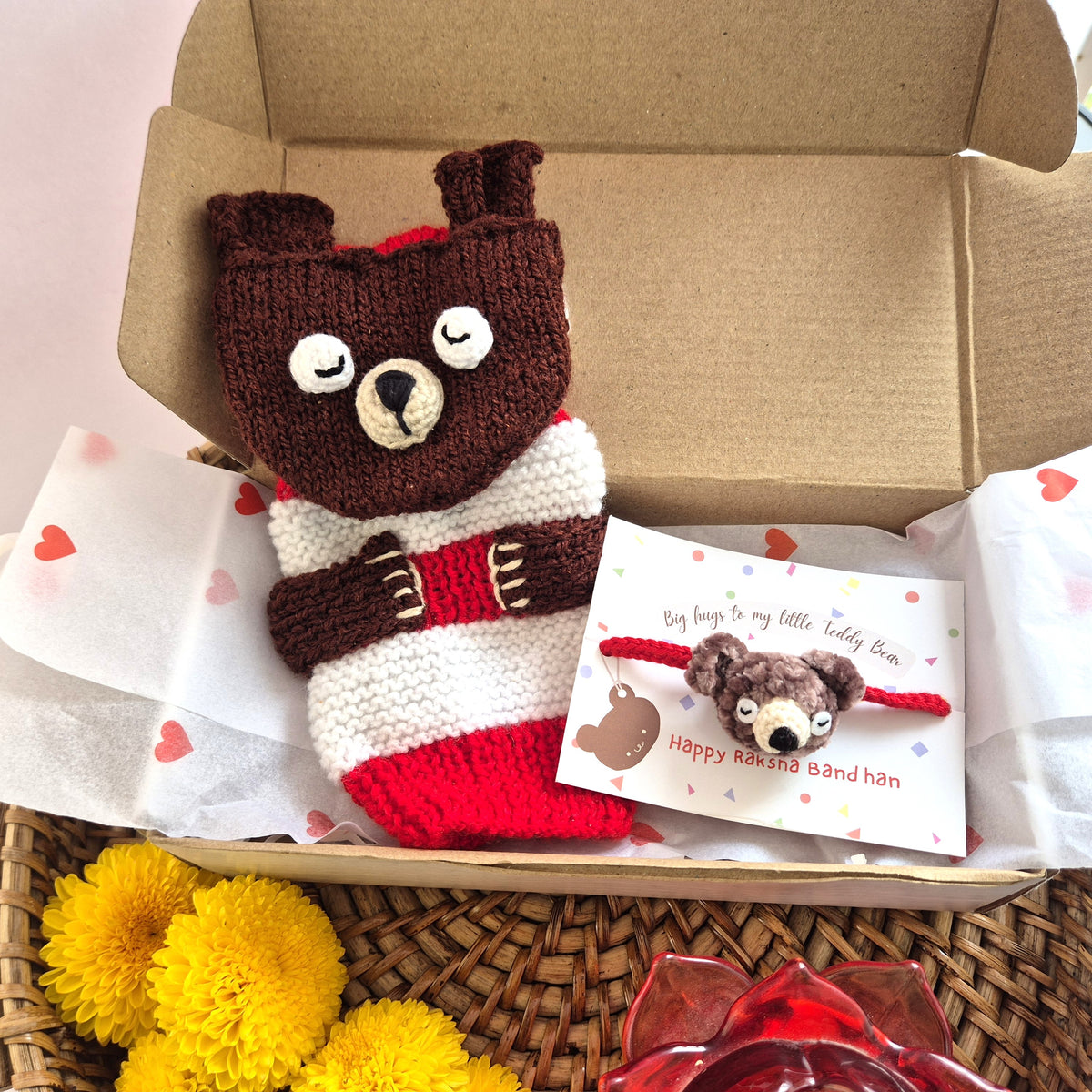 Teddy Bottle Cozy Gift Box