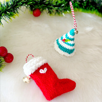 Shimmer Christmas Hat & Santa Booties Ornament Set
