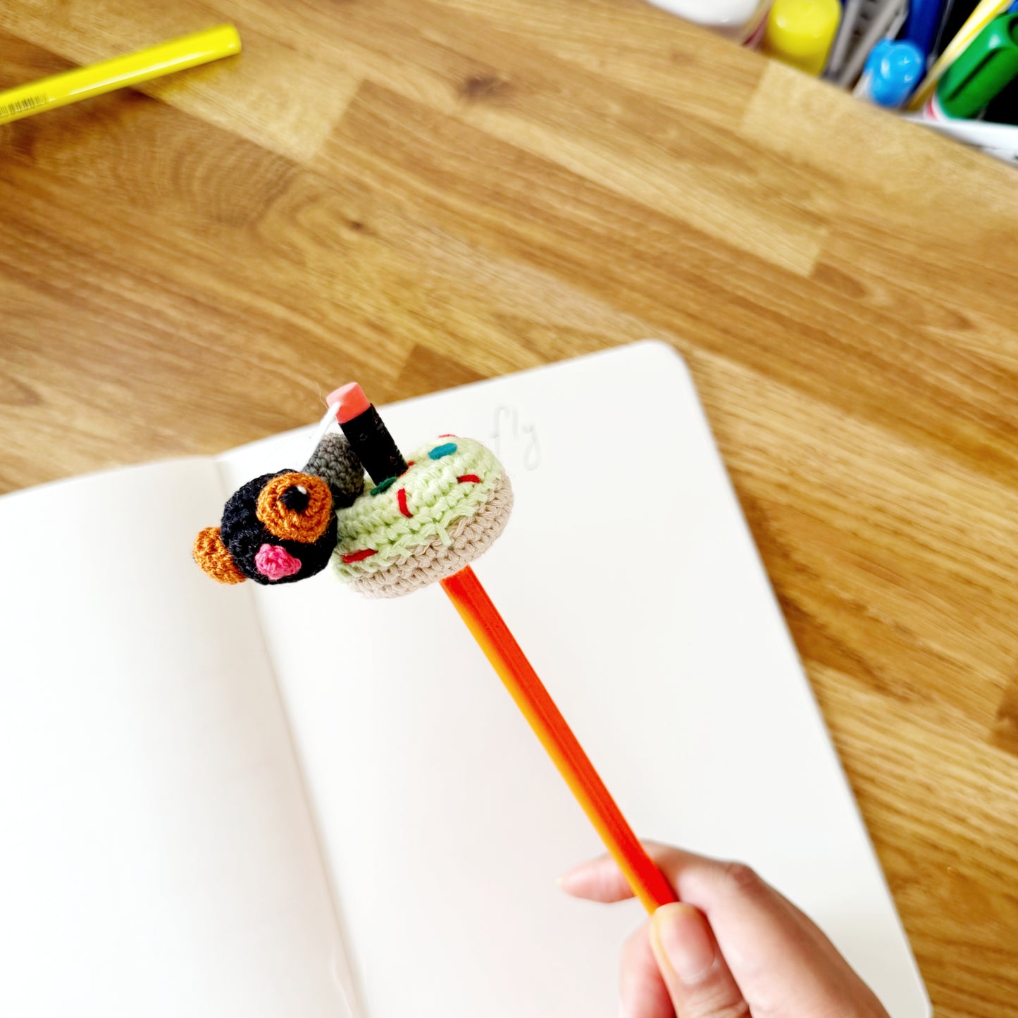 Green Donut & Fly Pencil Topper