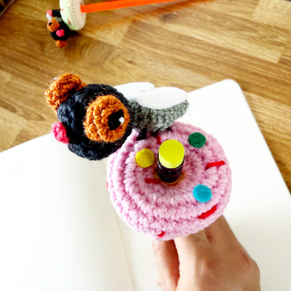 Pink Donut & Fly Pencil Topper