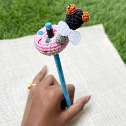 Pink Donut & Fly Pencil Topper