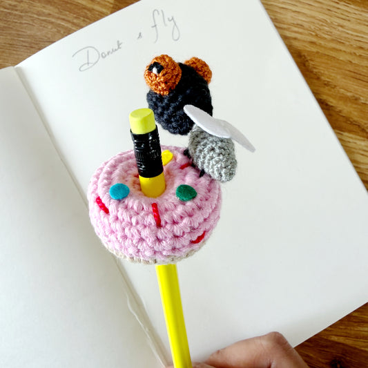 Pink Donut & Fly Pencil Topper