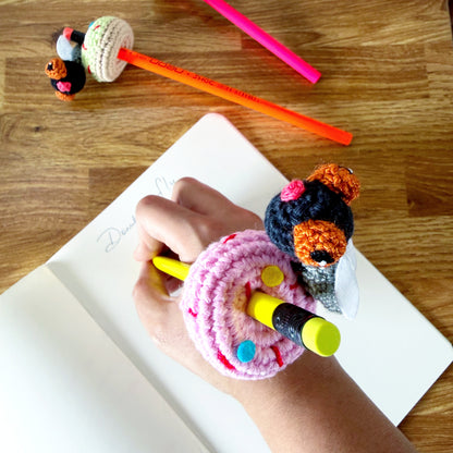 Pink Donut & Fly Pencil Topper